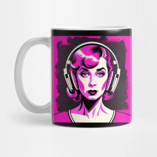 Hot Pink Headphones Vintage Dame Mug